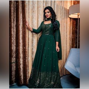 Green Wedding Party Wear Shamita Shetty Anarkali